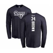 Football Los Angeles Rams #34 Malcolm Brown Navy Blue Backer Long Sleeve T-Shirt