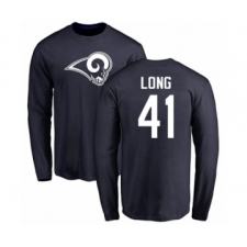 Football Los Angeles Rams #41 David Long Navy Blue Name & Number Logo Long Sleeve T-Shirt