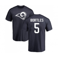 Football Los Angeles Rams #5 Blake Bortles Navy Blue Name & Number Logo T-Shirt