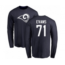 Football Los Angeles Rams #71 Bobby Evans Navy Blue Name & Number Logo Long Sleeve T-Shirt