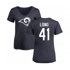 Football Women's Los Angeles Rams #41 David Long Navy Blue Name & Number Logo Slim Fit T-Shirt