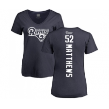 Football Women's Los Angeles Rams #52 Clay Matthews Navy Blue Backer T-Shirt