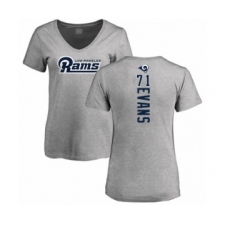 Football Women's Los Angeles Rams #71 Bobby Evans Ash Backer V-Neck T-Shirt