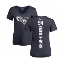 Football Women's Los Angeles Rams #94 John Franklin-Myers Navy Blue Backer T-Shirt