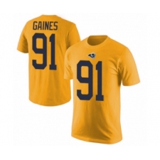 Men's Los Angeles Rams #91 Greg Gaines Gold Rush Pride Name & Number T-Shirt