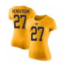 Women's Los Angeles Rams #27 Darrell Henderson Gold Rush Pride Name & Number T-Shirt