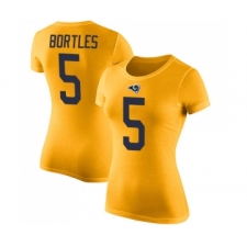 Women's Los Angeles Rams #5 Blake Bortles Gold Rush Pride Name & Number T-Shirt
