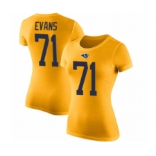 Women's Los Angeles Rams #71 Bobby Evans Gold Rush Pride Name & Number T-Shirt