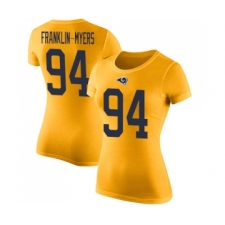 Women's Los Angeles Rams #94 John Franklin-Myers Gold Rush Pride Name & Number T-Shirt