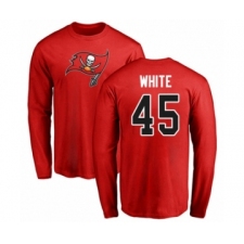 Football Tampa Bay Buccaneers #45 Devin White Red Name & Number Logo Long Sleeve T-Shirt