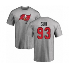 Football Tampa Bay Buccaneers #93 Ndamukong Suh Ash Name & Number Logo T-Shirt