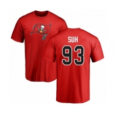 Football Tampa Bay Buccaneers #93 Ndamukong Suh Red Name & Number Logo T-Shirt