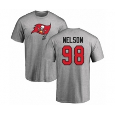 Football Tampa Bay Buccaneers #98 Anthony Nelson Ash Name & Number Logo T-Shirt
