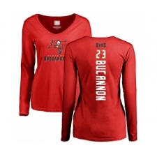 Football Women's Tampa Bay Buccaneers #23 Deone Bucannon Red Backer Long Sleeve T-Shirt