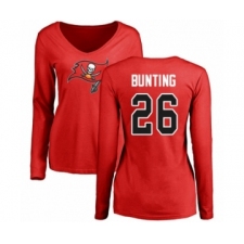 Football Women's Tampa Bay Buccaneers #26 Sean Bunting Red Name & Number Logo Long Sleeve T-Shirt