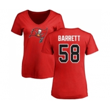 Football Women's Tampa Bay Buccaneers #58 Shaquil Barrett Red Name & Number Logo T-Shirt