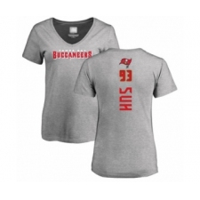 Football Women's Tampa Bay Buccaneers #93 Ndamukong Suh Ash Backer T-Shirt