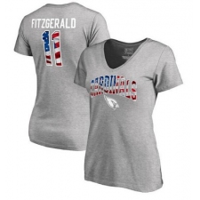 Arizona Cardinals Larry Fitzgerald NFL Pro Line by Fanatics Branded Women's Banner Wave Name & Number T-Shirt - Heathered Gray