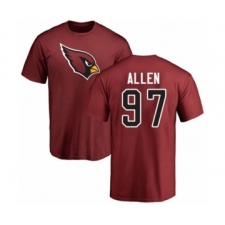 Football Arizona Cardinals #97 Zach Allen Maroon Name & Number Logo T-Shirt