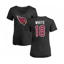 Football Women's Arizona Cardinals #18 Kevin White Black Name & Number Logo T-Shirt