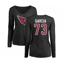 Football Women's Arizona Cardinals #73 Max Garcia Black Name & Number Logo Long Sleeve T-Shirt