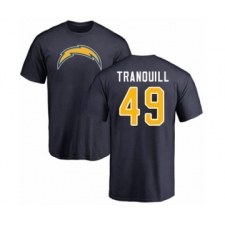 Football Los Angeles Chargers #49 Drue Tranquill Navy Blue Name & Number Logo T-Shirt