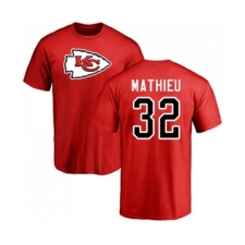 Football Kansas City Chiefs #32 Tyrann Mathieu Red Name & Number Logo T-Shirt