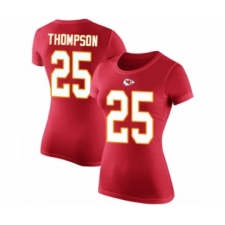 Football Women's Kansas City Chiefs #25 Darwin Thompson Red Rush Pride Name & Number T-Shirt