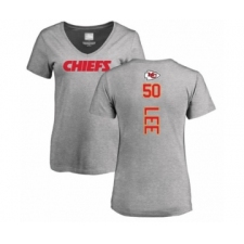 Football Women's Kansas City Chiefs #50 Darron Lee Ash Backer V-Neck T-Shirt