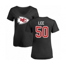 Football Women's Kansas City Chiefs #50 Darron Lee Black Name & Number Logo Slim Fit T-Shirt