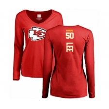 Football Women's Kansas City Chiefs #50 Darron Lee Red Backer Slim Fit Long Sleeve T-Shirt