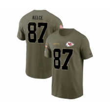 Men's Kansas City Chiefs #87 Travis Kelce 2022 Olive Salute to Service T-Shirt