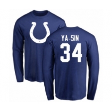 Football Indianapolis Colts #34 Rock Ya-Sin Royal Blue Name & Number Logo Long Sleeve T-Shirt