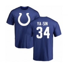 Football Indianapolis Colts #34 Rock Ya-Sin Royal Blue Name & Number Logo T-Shirt