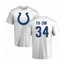Football Indianapolis Colts #34 Rock Ya-Sin White Name & Number Logo T-Shirt