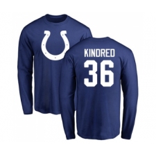 Football Indianapolis Colts #36 Derrick Kindred Royal Blue Name & Number Logo Long Sleeve T-Shirt