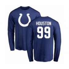 Football Indianapolis Colts #99 Justin Houston Royal Blue Name & Number Logo Long Sleeve T-Shirt