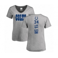 Football Women's Indianapolis Colts #34 Rock Ya-Sin Ash Backer T-Shirt