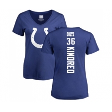 Football Women's Indianapolis Colts #36 Derrick Kindred Royal Blue Backer T-Shirt