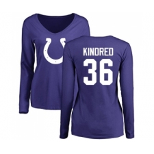 Football Women's Indianapolis Colts #36 Derrick Kindred Royal Blue Name & Number Logo Long Sleeve T-Shirt