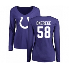 Football Women's Indianapolis Colts #58 Bobby Okereke Royal Blue Name & Number Logo Long Sleeve T-Shirt