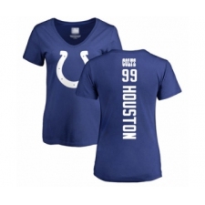 Football Women's Indianapolis Colts #99 Justin Houston Royal Blue Backer T-Shirt