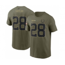 Men's Indianapolis Colts #28 Jonathan Taylor 2021 Olive Salute To Service Football T-Shirt