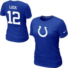 Nike Indianapolis Colts #12 Andrew Luck Name & Number Women's NFL T-Shirt - Blue