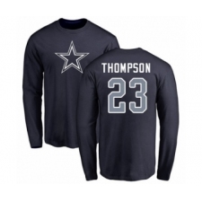 Football Dallas Cowboys #23 Darian Thompson Navy Blue Name & Number Logo Long Sleeve T-Shirt
