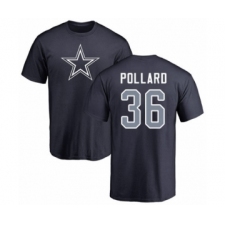 Football Dallas Cowboys #36 Tony Pollard Navy Blue Name & Number Logo T-Shirt