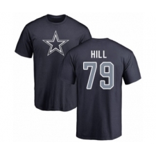 Football Dallas Cowboys #79 Trysten Hill Navy Blue Name & Number Logo T-Shirt