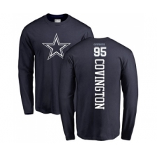 Football Dallas Cowboys #95 Christian Covington Navy Blue Backer Long Sleeve T-Shirt