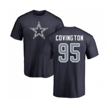 Football Dallas Cowboys #95 Christian Covington Navy Blue Name & Number Logo T-Shirt