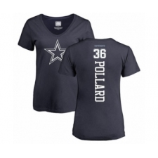 Football Women's Dallas Cowboys #36 Tony Pollard Navy Blue Backer T-Shirt